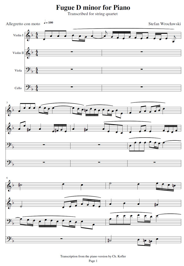 Score: Fugue D minor