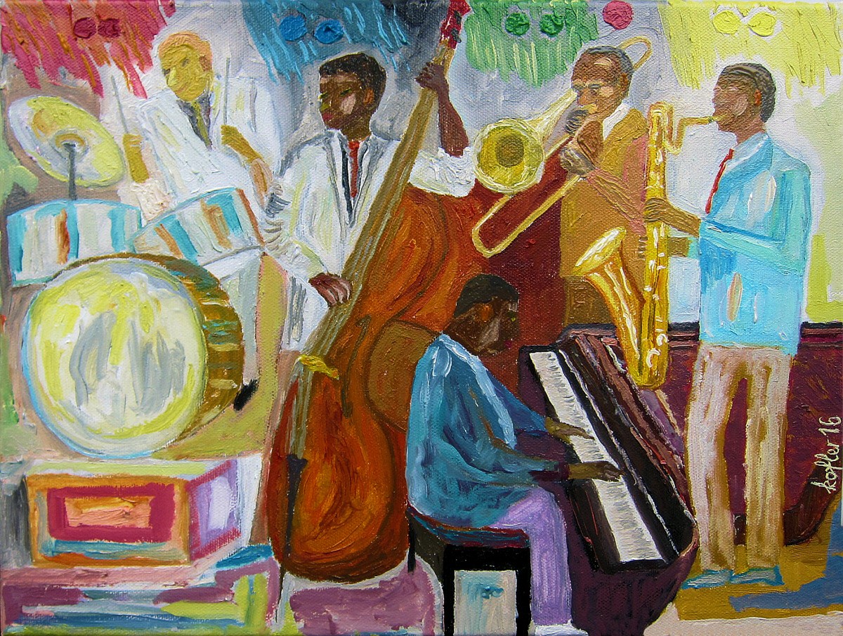 Painting: Round Midnight-Jazz band