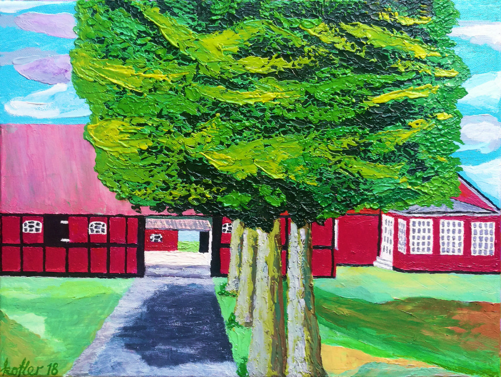 Painting: Lillegården on Bornholm