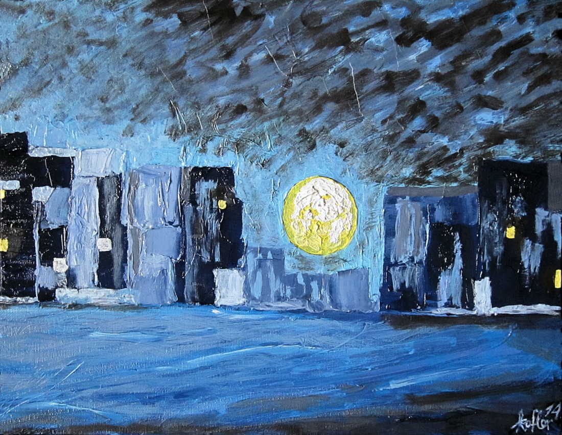 Painting: Moon over City