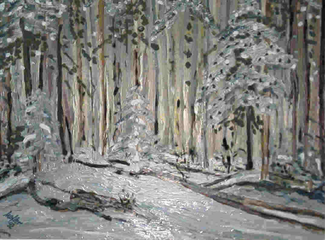 Painting: Winter in the forest